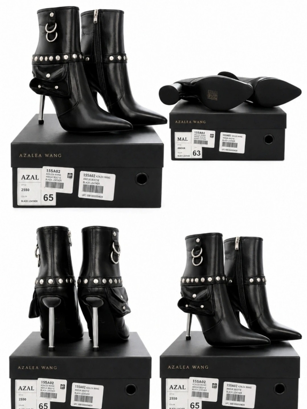 Azalea Wang Akron Patent Studded Ankle Boots Black Size 6.5 NWT